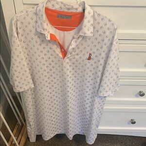Men's White and Orange Clemson Polo Shirt